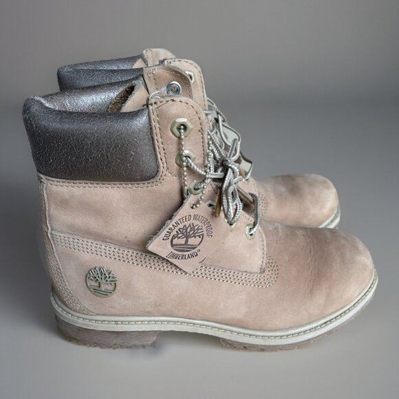 Timberland Womens Premium 6in Waterproof Tan & Gold Boots A1K3J Size 7 - Picture 1 of 7